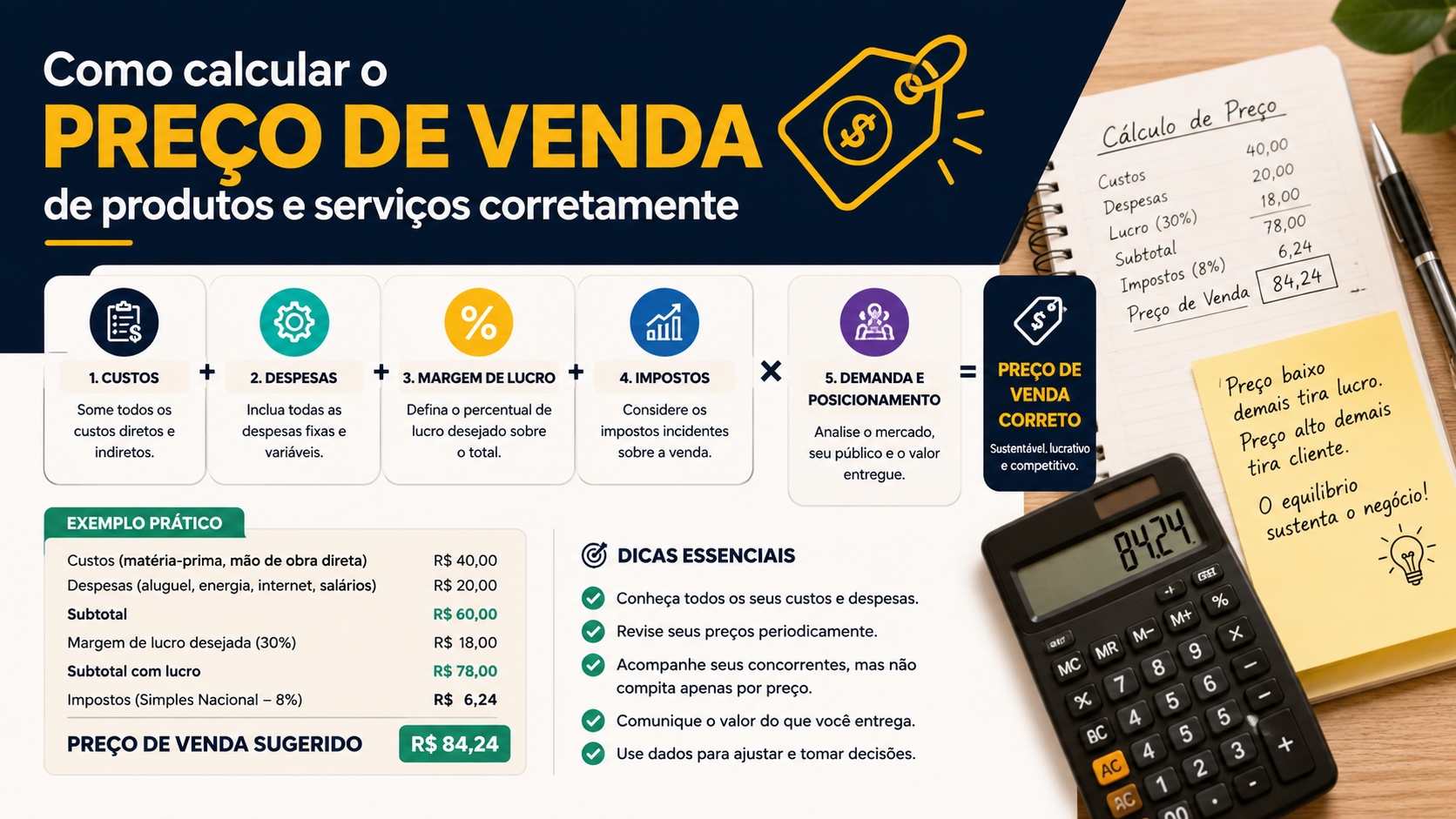 Como calcular o preço de venda de produtos e serviços corretamente
