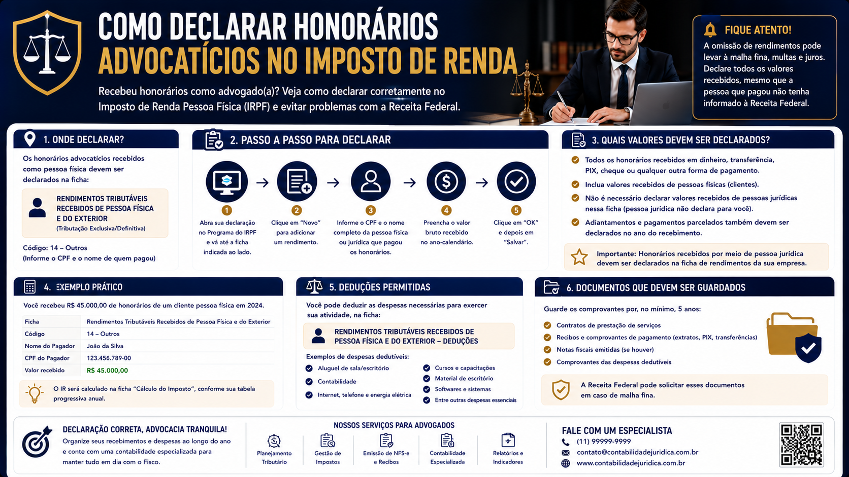 Como declarar honorários advocatícios no Imposto de Renda