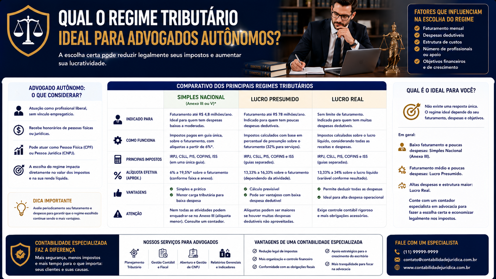 Qual o regime tributário ideal para advogados autônomos